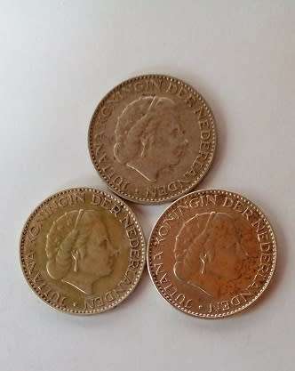 Netherlands -1956 /57/58 -1 Gulden x 3 Silver Coins, One Bid for all.