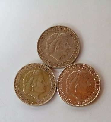 Netherlands -1956 /57/58 -1 Gulden x 3 Silver Coins, One Bid for all.