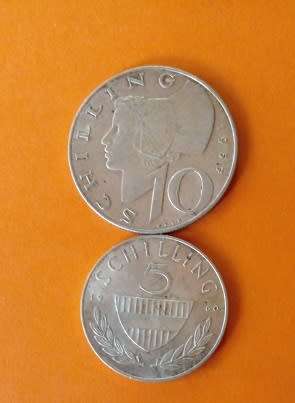 Austria - 1957 -10 Shilling plus 1960 -5 Shilling -Silver Coins.