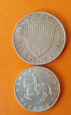 Austria - 1957 -10 Shilling plus 1960 -5 Shilling -Silver Coins.