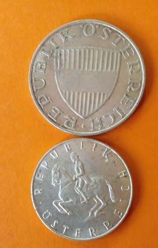 Austria - 1957 -10 Shilling plus 1960 -5 Shilling -Silver Coins.