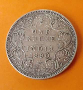 India -1890 -One Rupee -Silver.