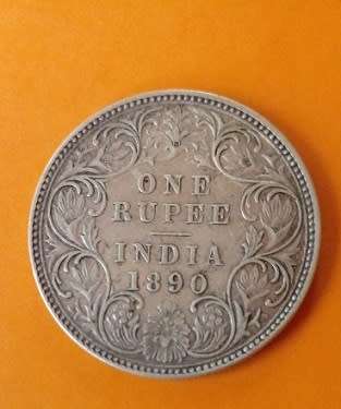 India -1890 -One Rupee -Silver.