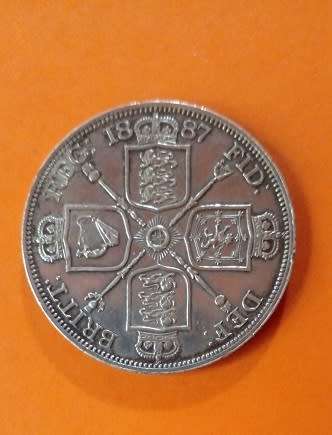 Great Britain -1887 Victoria -Double Florin -Silver Coin.