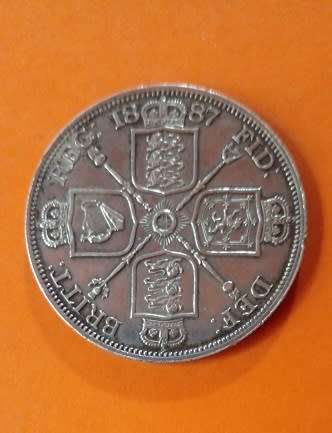 Great Britain -1887 Victoria -Double Florin -Silver Coin.