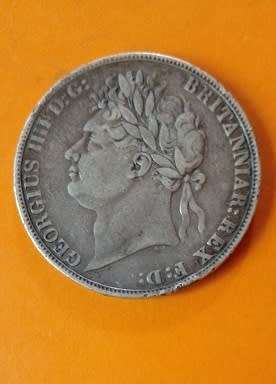 Great Britain -1821 -George IV -Silver Crown - with edge lettering `Secundo`.