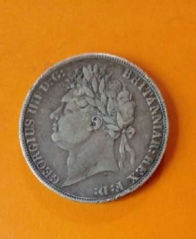 Great Britain -1821 -George IV -Silver Crown - with edge lettering `Secundo`.