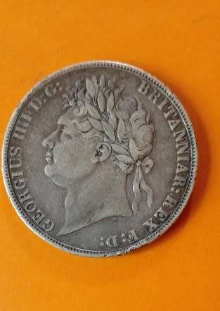 Great Britain -1821 -George IV -Silver Crown - with edge lettering `Secundo`.