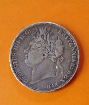 Great Britain -1821 -George IV -Silver Crown - with edge lettering `Secundo`.
