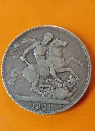 Great Britain -1821 -George IV -Silver Crown - with edge lettering `Secundo`.