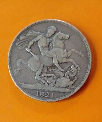 Great Britain -1821 -George IV -Silver Crown - with edge lettering `Secundo`.