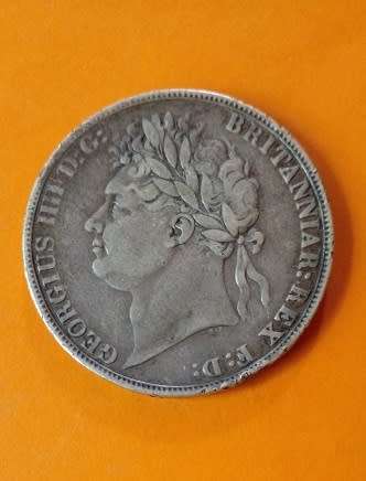 Great Britain -1821 -George IV -Silver Crown - with edge lettering `Secundo`.