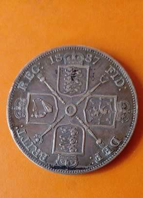 Great Britain -1887 Double Florin -Victoria -Silver.