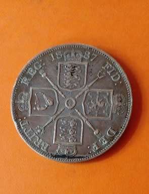 Great Britain -1887 Double Florin -Victoria -Silver.