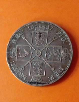 Great Britain -1887 Double Florin -Victoria -Silver.