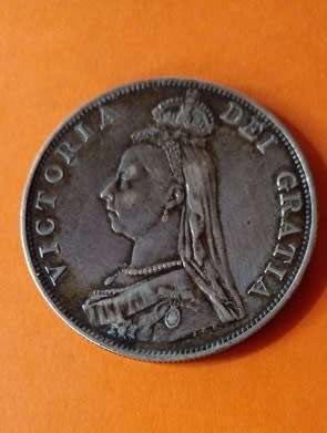 Great Britain -1887 Double Florin -Victoria -Silver.