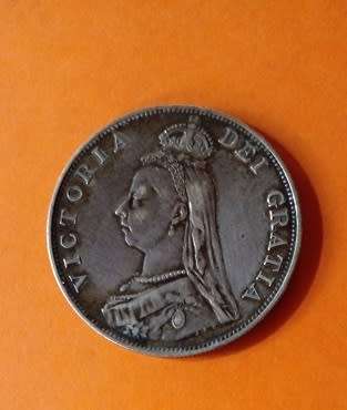 Great Britain -1887 Double Florin -Victoria -Silver.