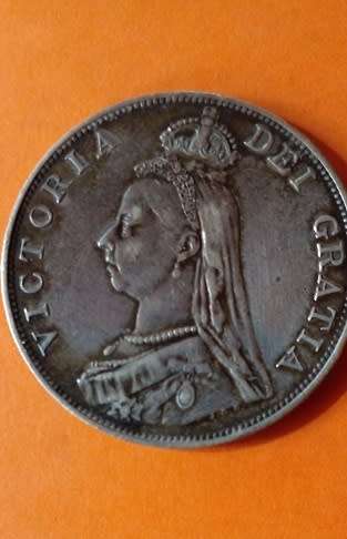 Great Britain -1887 Double Florin -Victoria -Silver.