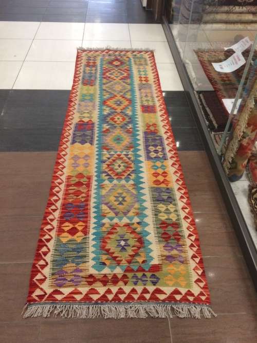 PERSIAN CHUBI KILIM RUNNER WITH BEAUTIFUL COLORS SIZE 295X88