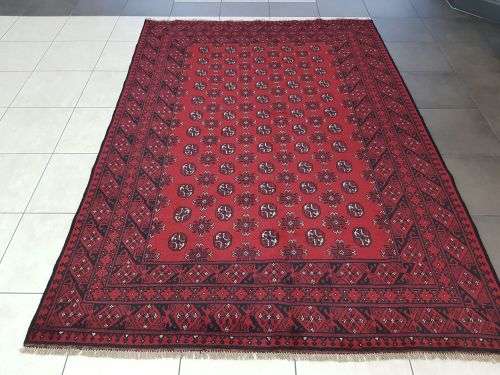 RED AFGHAN  HANDMADE PERSIAN RUG 300 X 200 CM