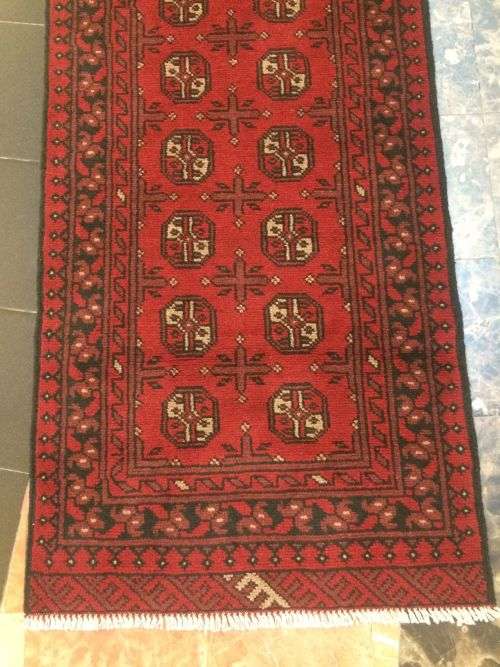 PERSIAN RED AFGHAN RUNNER RUG 282 X 80 CM