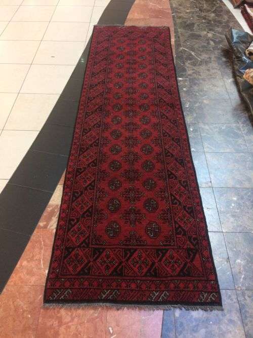 PERSIAN RED AFGHAN RUNNER RUG 287 X 79 CM