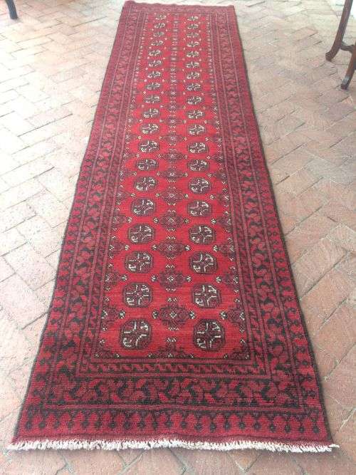 HANDMADE PERSIAN RED AFGHAN RUNNER RUG 300 x 80 CM