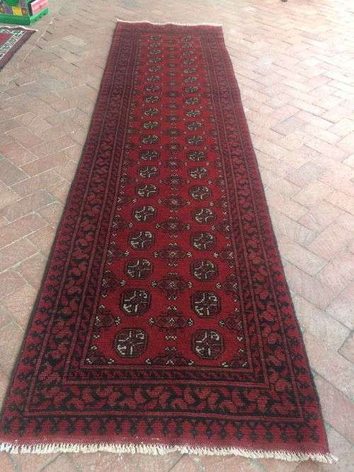 HANDMADE PERSIAN RED AFGHAN RUNNER RUG 300 x 80 CM