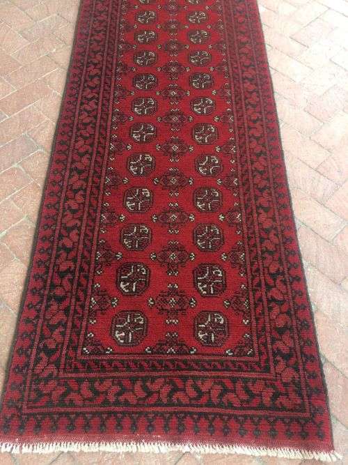 HANDMADE PERSIAN RED AFGHAN RUNNER RUG 300 x 80 CM