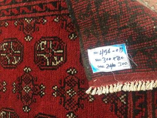 HANDMADE PERSIAN RED AFGHAN RUNNER RUG 300 x 80 CM