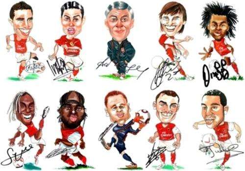 A3 Signed Arsenal 10 Caricature Special 2011/12