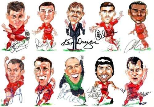 A3 Signed Liverpool FC 10 Caricature Special 2011/12