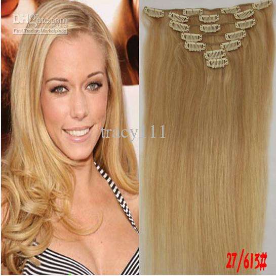 Hair Extensions 100% Human Hair 16ch full head 7 pieces hair extensions