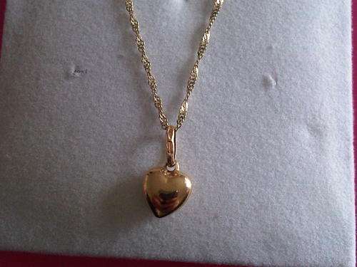 9k gold heart pendant and chain