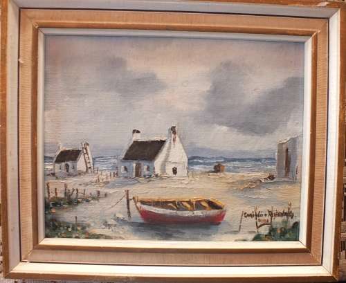 CHRISTO VAN RENSBURG OIL ON BOARD - TYPICAL WEST COAST SCENE