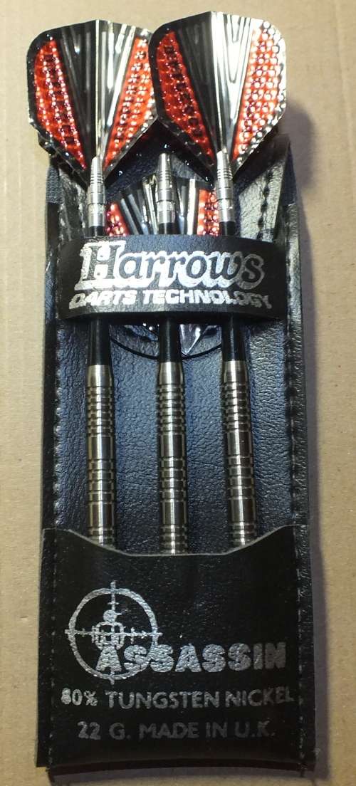 HARROWS ASSASSIN 80% TUNGSTEN NICKEL DARTS IN WALLET 22 gm (Made in England)