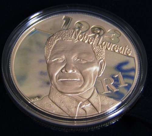 1993 Nobel Laureate Nelson Mandela R1   2007 1 Oz Sterling Silver Proof Coin