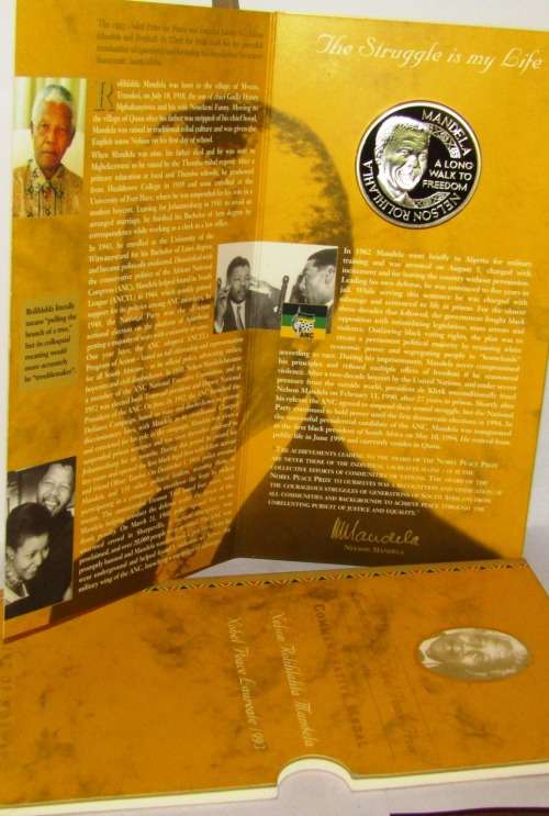 1993 NELSON MANDELA NOBEL PEACE LAUREATE MINT OF NORWAY SILVER