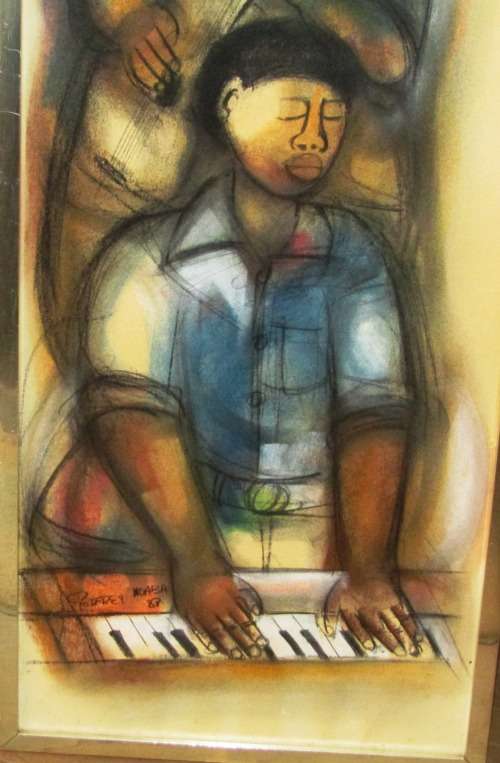 LARGE GODFREY NDABA MIXED MEDIA PAINTING - REFRAME TO DO JUSTICE FOR THIS PAINTING