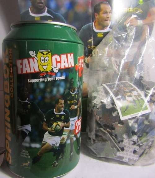 SPRINGBOK COLLECTION FAN CAN #2 WITH FOURIE DU PREEZ - NEW PUZZLE IN UNOPENED PLASTIC BAG INSIDE