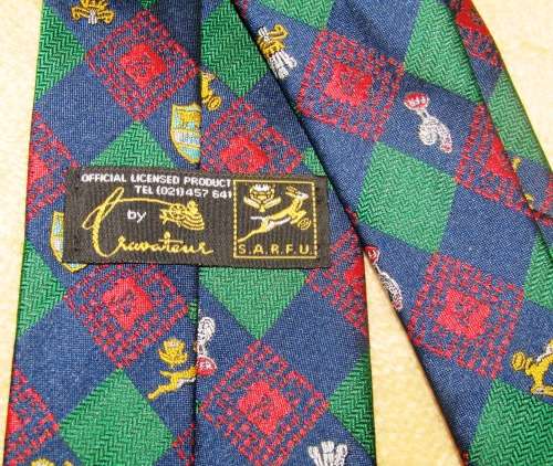 SARFU Rugby Tie with Participating Countries Logos - SPRINGBOKS, PUMAS FRANCE & WALESE