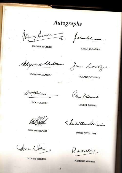 The Legends of Springbok Rugby 1889 - 1989 - Doc Craven`s Tribute