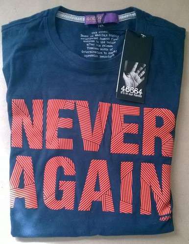 46664 Never Again Navy T-Shirt Size M