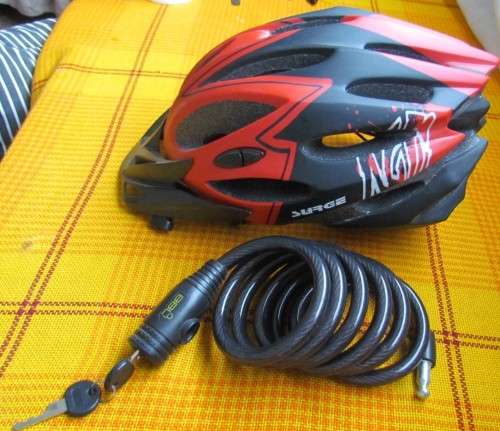 Bulk lot of Bicycle Helmet and Cable Lock - like new