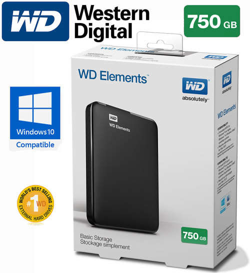 WD 750GB Elements Portable External Hard Drive USB 3.0