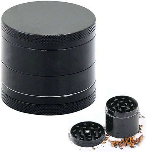 Metal 4 Layer Tobacco Crusher Grinder - Black