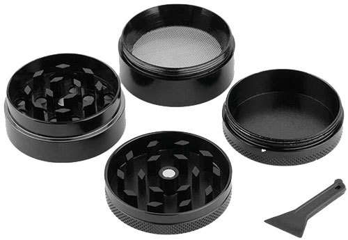 Metal 4 Layer Tobacco Crusher Grinder - Black