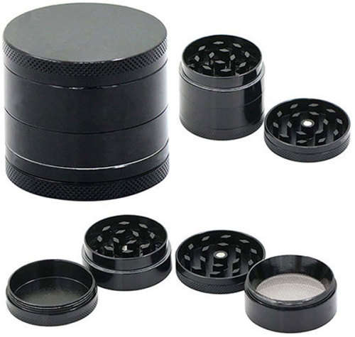 Metal 4 Layer Tobacco Crusher Grinder - Black