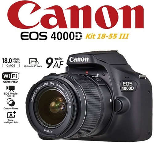 Canon EOS 4000D Digital SLR Camera Starter Bundle - New No Box