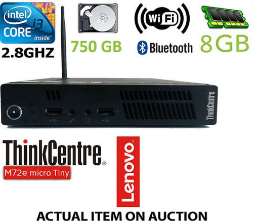 Lenovo ThinkCentre M72e Tiny Desktop (3267-B69) Intel Core i3-3220T @ 2.80GHz, 8GB Ram, 750GB HDD